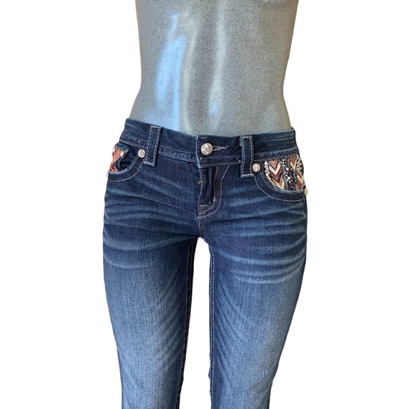 Miss Me 'Mid-Rise Easy Skinny' Womens Jeans Tag 26 Blue W29xL28 Stretch Western - Picture 2 of 13